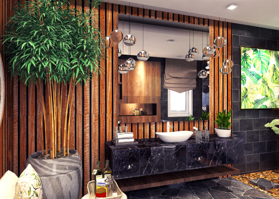 Tropical Inspired Bathroom Design 设计渲染图
