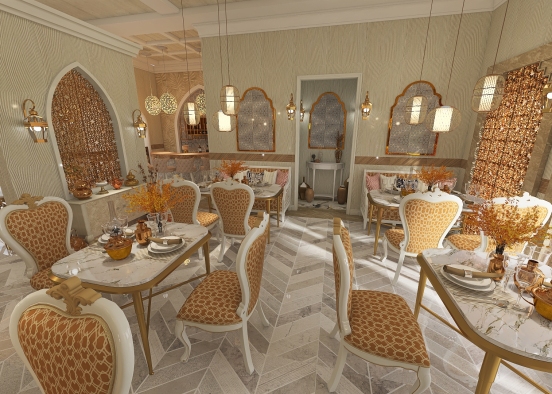 #HSDA2020Commercial  Arabic Theme Fine Dining Restaurant 设计渲染图